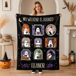 Personalized Cute Halloween Ghosts Soft Throw Blanket with Name Home Decor Halloween Gift for Family Friends