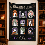 Personalized Cute Halloween Ghosts Soft Throw Blanket with Name Home Decor Halloween Gift for Family Friends