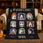 Personalized Cute Halloween Ghosts Soft Throw Blanket with Name Home Decor Halloween Gift for Family Friends