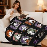 Personalized Cute Halloween Ghosts Soft Throw Blanket with Name Home Decor Halloween Gift for Family Friends