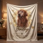 Personalised Watercolor Splash Pet Photo Design Soft Throw Blanket with Name and Text Pet Loss Memorial Gift for Pet Owners