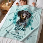 Personalised Watercolor Splash Pet Photo Design Soft Throw Blanket with Name and Text Pet Loss Memorial Gift for Pet Owners
