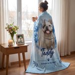 Personalised Watercolor Splash Pet Photo Design Soft Throw Blanket with Name and Text Pet Loss Memorial Gift for Pet Owners