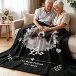 Personalised Watercolor Splash Pet Photo Design Soft Throw Blanket with Name and Text Pet Loss Memorial Gift for Pet Owners