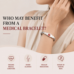 Personalized Heart Medical Alert ID Bracelet with Engraved Text Emergency Gift for Family Friends Diabetic Allergy Epilepsy