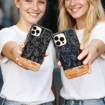 Personalised Floral Wood Grain Design Phone Case for iPhone and Samsung with Name Daily Use Birthday Gift for Best Friend