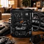 Personalised Motorbike Theme 11 oz 15 oz Ceramic Mug with Name Daily Use Birthday Gift for Motorbike Riders Biker Enthusiasts