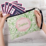 Henkilökohtainen, kannettava, värikäs ja taiteellinen kukka-aiheinen monogrammilla varustettu pellavainen mahjong-laukku, jossa vetoketju ja nimi – lahja mahjong-harrastajille peli-iltoihin tai yökerh 7