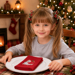 Tovagliolo personalizzato con simpatico pupazzo di neve e iniziale, 100% cotone, rosso, ad assorbimento rapido, con nome, decorazione da tavola, regalo di Natale per la famiglia