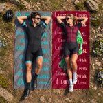 Personalisiertes Radfahrer-Silhouette Handtuch mit Namen | übergroßes & saugfähiges Badetuch | Rennradtour Reise Geburtstag Geschenk für Radsportfans