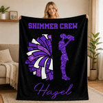 Personalised Glitter Cheerleader Girl Silhouette Pom-Pom Soft Throw Blanket with Team Name Home Decor Game Day Team Gift for Cheerleader