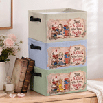 Personalised 3D-Effect Artwork Cartoon Character Storage Basket with Name and Handle Birthday Christmas Gift for Book Lovers Girls