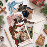 Carte de vœux personnalisée avec photo, nœud de Noël, prénom et année – Cadeau de Noël pour la famille et les amis