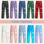 Personalised Multi-Font Name Multicolour Soft Skin-Friendly Pyjama Pants with Initial Daily Wear Christmas Birthday Gift for Family Kids