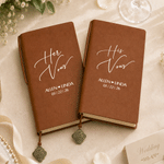 Personalized Minimalist Swan Church PU Leather Wedding Vow Book with Name and Date Wedding Ceremony Anniversary Gift for Bride Groom