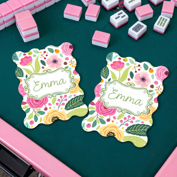 Personalized Scalloped Edge Mahjong Tile Mixer with Name or Monogram Set of 2 Mahjong Game Night Club Gift for Mahjong Lovers Players