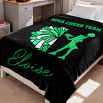 Personalised Glitter Cheerleader Girl Silhouette Pom-Pom Soft Throw Blanket with Team Name Home Decor Game Day Team Gift for Cheerleader