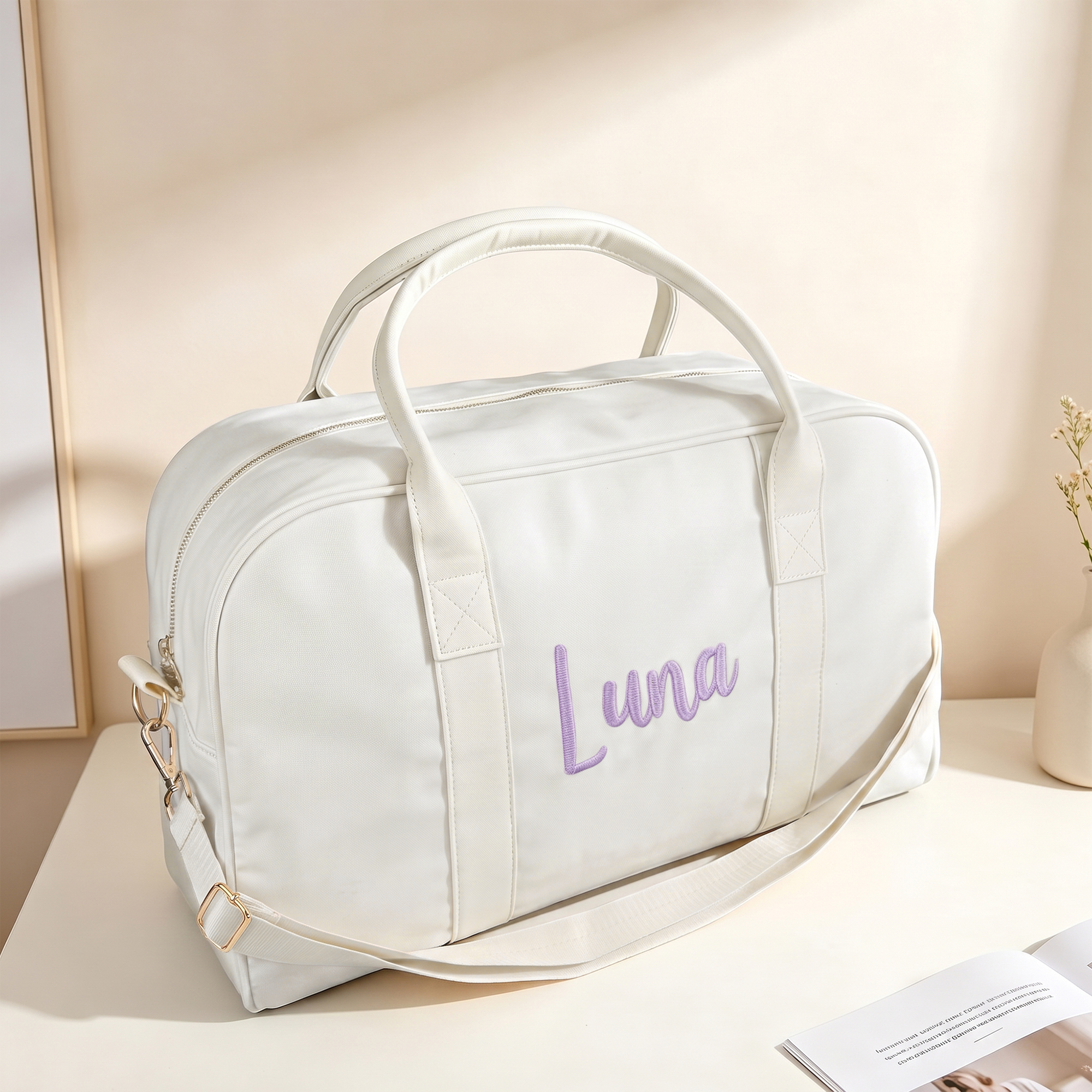 Personalisierte, mehrfarbig bestickte Oxford-Tasche mit Namensstickerei – Umhängetasche, Reisetasche, ideal für Wochenendausflüge, Fitnessstudio und als Geburtstagsgeschenk für Fitnessbegeisterte und