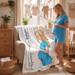 Personalised Pregnant Motherhood Birth Flower Soft Throw Blanket with Name Home Use Pregnancy Anniversary Gift for Pregnant Woman New Mother
