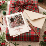 Carte de vœux personnalisée avec photo, nœud de Noël, prénom et année – Cadeau de Noël pour la famille et les amis