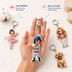 Portachiavi personalizzato con foto del proprio animale domestico in stile Q-Cartoon: peluche carino, ciondolo per borsa, regalo per l'uso quotidiano, anniversario o compleanno, ideale per bambini, am