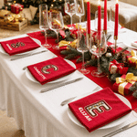 Personalised Patch-Style Initial Quick-Absorbing 100% Cotton Napkin with Name Table Decor Christmas Holiday Gift for Family Friends