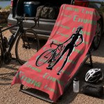 Personalisiertes Radfahrer-Silhouette Handtuch mit Namen | übergroßes & saugfähiges Badetuch | Rennradtour Reise Geburtstag Geschenk für Radsportfans
