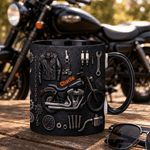 Personalised Motorbike Theme 11 oz 15 oz Ceramic Mug with Name Daily Use Birthday Gift for Motorbike Riders Biker Enthusiasts