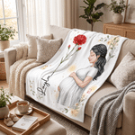 Personalised Pregnant Motherhood Birth Flower Soft Throw Blanket with Name Home Use Pregnancy Anniversary Gift for Pregnant Woman New Mother