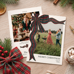 Carte de vœux personnalisée avec photo, nœud de Noël, prénom et année – Cadeau de Noël pour la famille et les amis