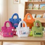 Sac en velours côtelé personnalisé avec nom - Sac à décoration au crochet - Cadeau d'anniversaire pour les enfants