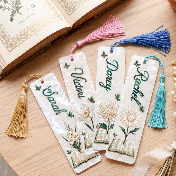 Personalised Vintage Birth Flower Book Butterfly Bookmark with Name and Tassel Reading Souvenir Birthday Gift for Book Lovers Bookworms
