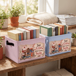 Personalised 3D-Effect Artwork Cartoon Character Storage Basket with Name and Handle Birthday Christmas Gift for Book Lovers Girls