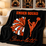 Personalised Glitter Cheerleader Girl Silhouette Pom-Pom Soft Throw Blanket with Team Name Home Decor Game Day Team Gift for Cheerleader