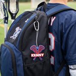 Porte-clés et étiquette pour sac personnalisés, imprimés en 3D, multicolores, avec motif de lacrosse et prénom : cadeau de sport idéal pour un anniversaire destiné aux passionnés de lacrosse