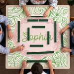 Personlig, mångsidig och färgglad mahjongmatta med monogram och halkskydd samt förvaringsväska – en perfekt present till en mahjongentusiast inför en mahjongklubbkväll