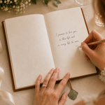 Personalized Minimalist Swan Church PU Leather Wedding Vow Book with Name and Date Wedding Ceremony Anniversary Gift for Bride Groom