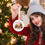 Personalised Watercolor Christmas Light-Wrapped Cartoon Character Photo Ceramic Ornament with Name Home Tree Decor Christmas Gift for Family Friends