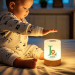 Personalised Cute Cartoon Animal Initial Dimmable Touch Control Night Light with Name Nursery Decor Birthday Baby Shower Gift for Kids
