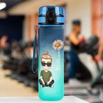 Personalised Cartoon Characters Birth Flower Gradient Sport Water Bottle with Name Birthday Gift for Family 3
