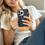 Personalised Floral Wood Grain Design Phone Case for iPhone and Samsung with Name Daily Use Birthday Gift for Best Friend