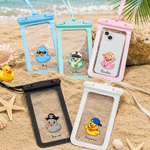 Personalized Cute Duck Waterproof Phone Bag with Name Outdoor Activities Use Beach Party Birthday Gift for Friend Family