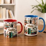 Personalized 3D-Effect Stained Glass Style Floral Bookshelf Mug with Name Birthday Reading Gift for Book Lover Bookworm