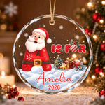 Personalized Santa Claus Christmas Tree Christmas Ornament with Name Initial and Year Home Tree Decor Christmas Gift for Family Friend