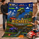 Personalised Pixel Art Off-Road Lorry Adventure Soft Throw Blanket with Name Home Decor Birthday Gift for Boy Lorry Lover