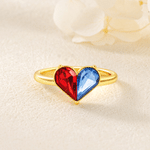 Personalized Heart Double Birthstones Sterling Silver Ring with Engraved Text Dainty Jewellery Birthday Anniversary Gift for Women