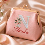 Portamonete personalizzato in pelle PU con effetto perla e fiore del mese di nascita, chiusura a scatto e nome: regalo di compleanno per l'uso quotidiano, ideale per amici, mamme e fidanzate