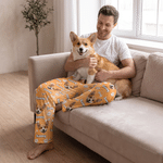 Personalised Bone Paw Print Oil Painting Style Pet Face Photo Soft Pyjama Pants Birthday Gift for Dog Cat Pet Lover