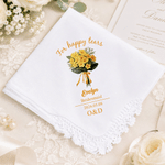 Personalized Wedding Birth Flower Lace Edge Handkerchief with Name Title and Date Bridal Shower Christmas Wedding Gift for Bridesmaids Besties