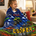 Personalised Pixel Art Off-Road Lorry Adventure Soft Throw Blanket with Name Home Decor Birthday Gift for Boy Lorry Lover